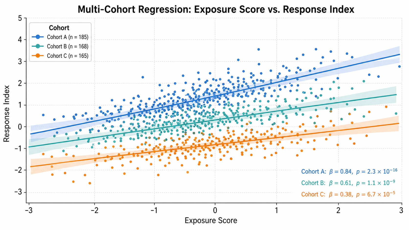 Regression Plot Generator for Scientific Data: Multi-Cohort Regression scientific chart example
