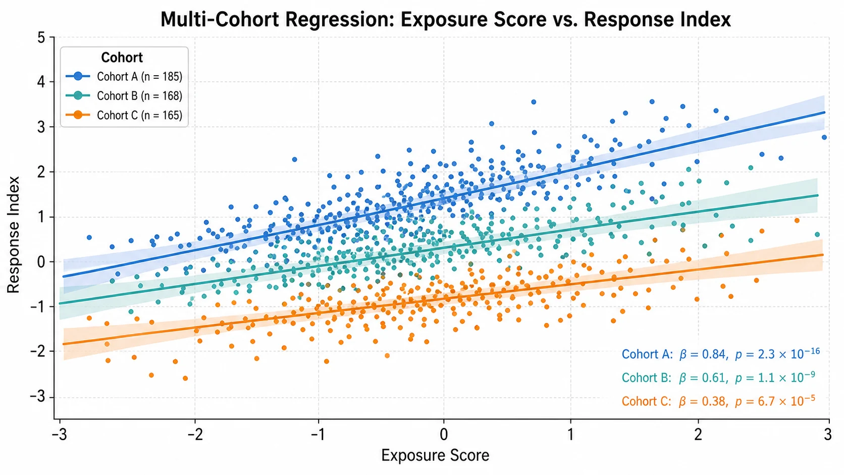 Regressionsdiagramm erstellen: Regression über mehrere Kohorten scientific chart example
