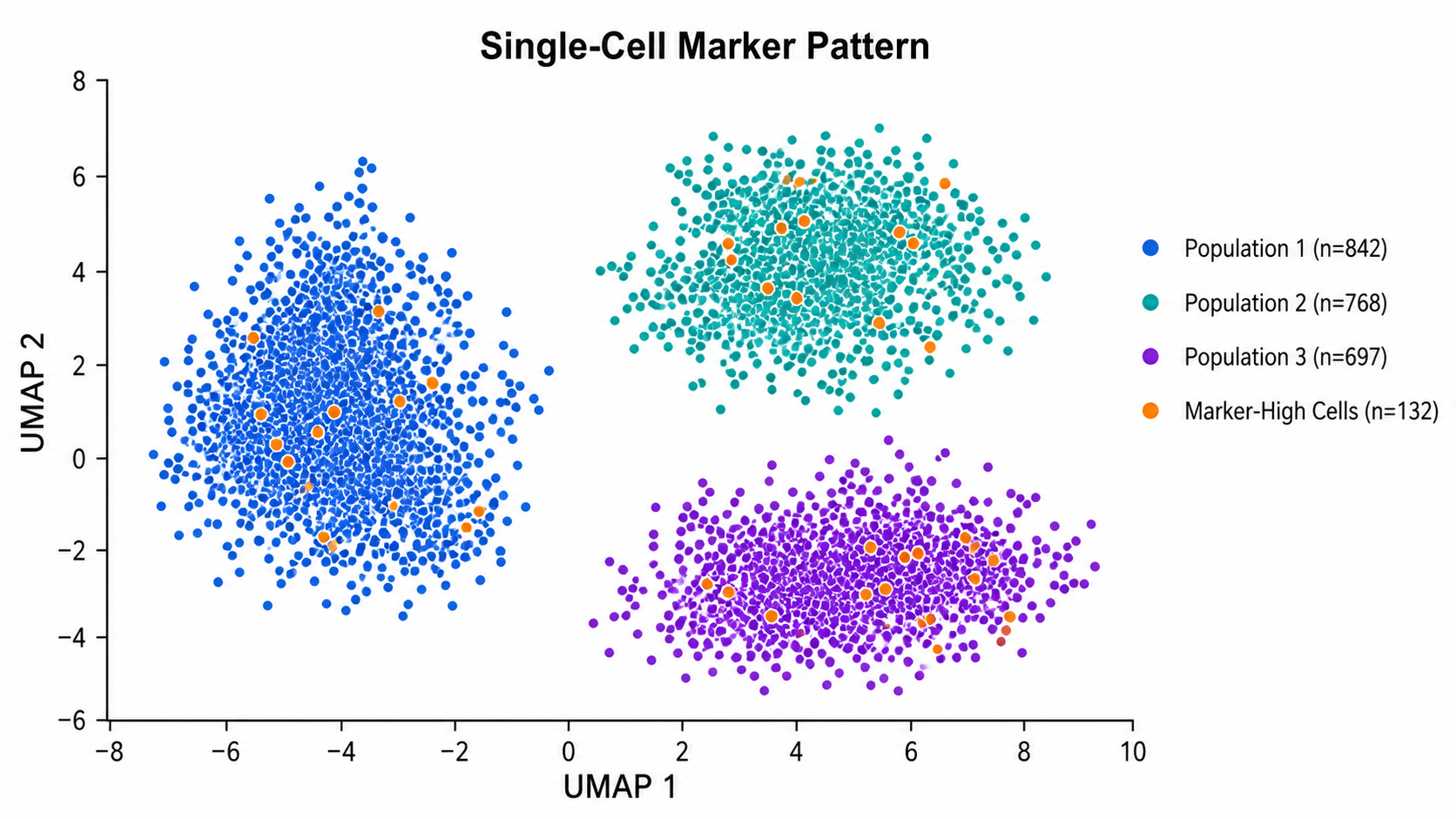 Scatter Plot Generator for Scientific Data: Single-Cell Marker Pattern scientific chart example