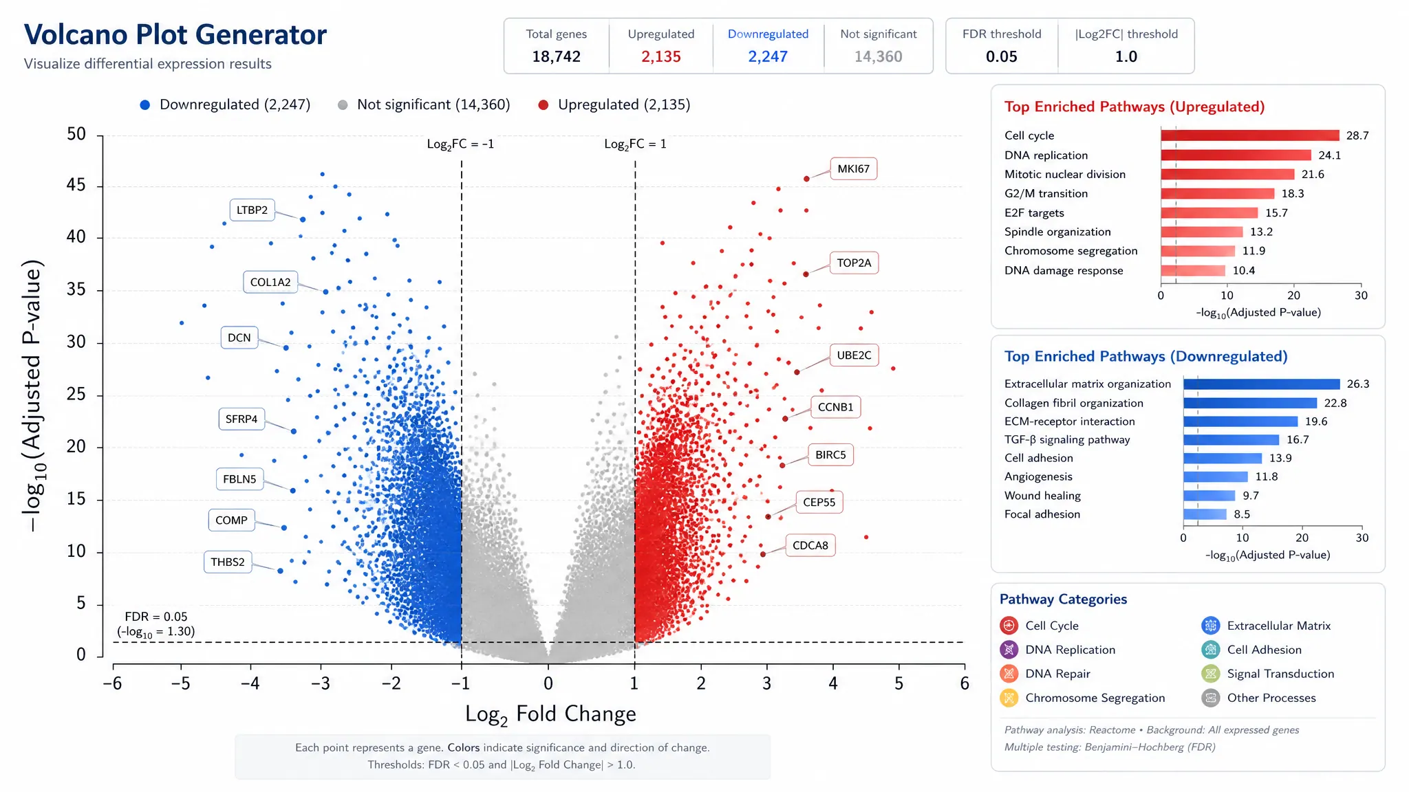 Volcano Plot Generator example generated by SciFigure AI