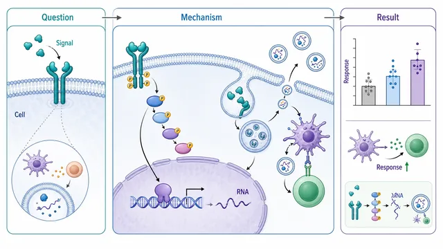 Per KI erstellter Graphical Abstract für ein Journal mit Panels für Fragestellung, Mechanismus und Ergebnis.